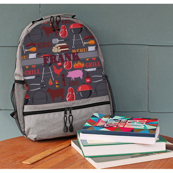 Barbeque Large Backpack - Gray - On Desk