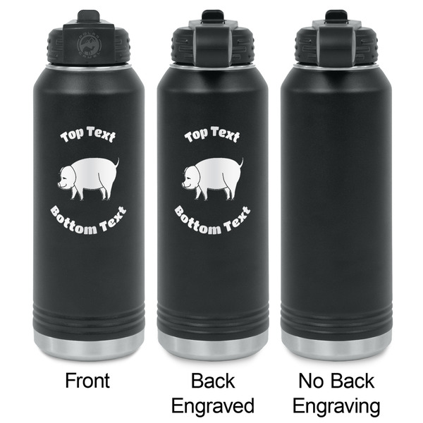 Barbeque Laser Engraved Water Bottles - 2 Styles - Front & Back View