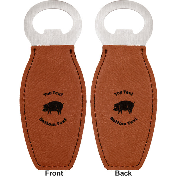 Barbeque Leather Bar Bottle Opener - Front and Back