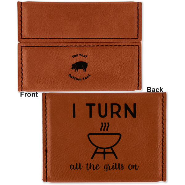Barbeque Leather Business Card Holder - Front Back