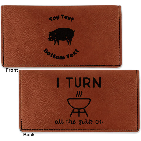 Barbeque Leather Checkbook Holder Front and Back