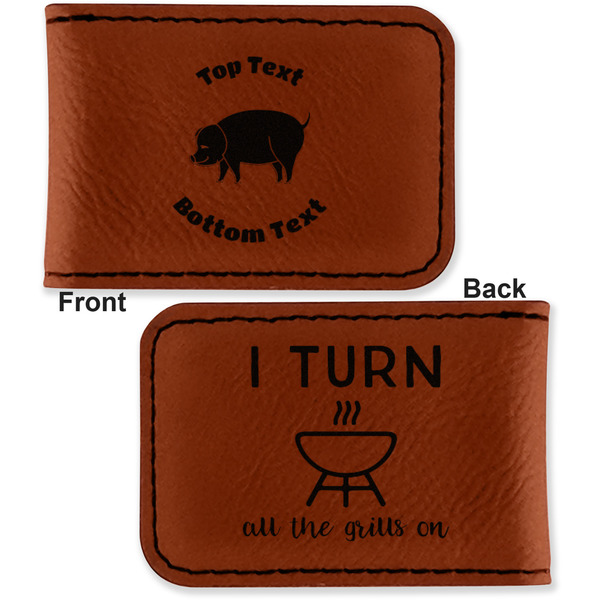 Barbeque Leatherette Magnetic Money Clip - Front and Back