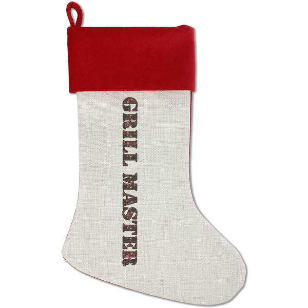 Custom Barbeque Red Linen Stocking (Personalized)