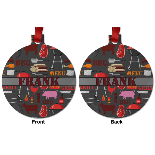 Barbeque Metal Ball Ornament - Front and Back