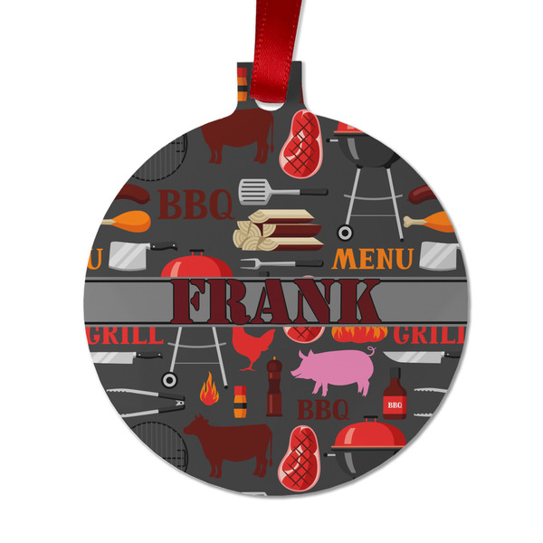 Custom Barbeque Metal Ball Ornament - Double Sided w/ Name or Text