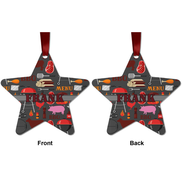 Barbeque Metal Star Ornament - Front and Back