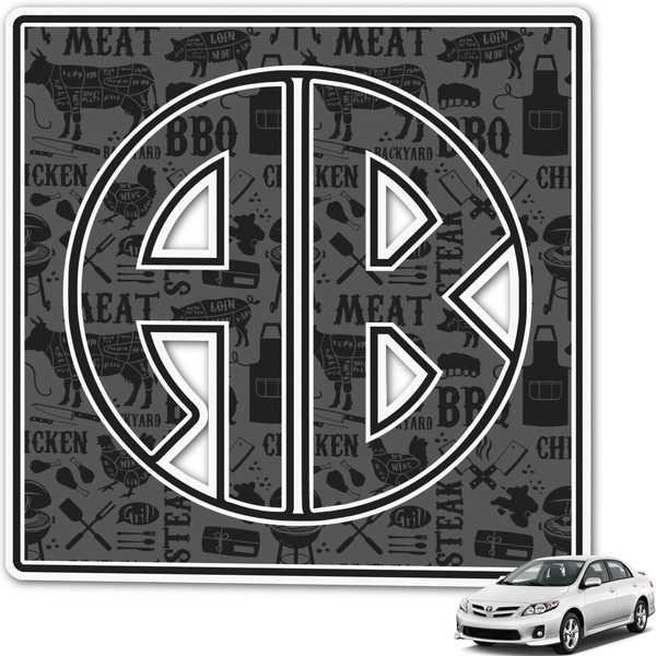 Custom Barbeque Monogram Car Decal (Personalized)