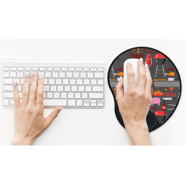 Barbeque Mouse Pad with Wrist Rest - LIFESYTLE 2 (in use)