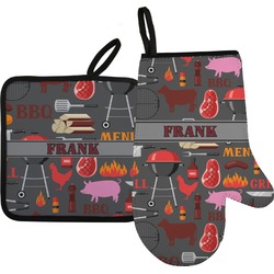 Barbeque Oven Mitt & Pot Holder Set w/ Name or Text