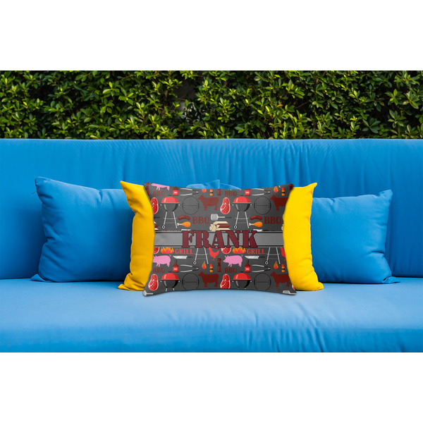 Barbeque Outdoor Throw Pillow  - LIFESTYLE (Rectangular - 20x14)