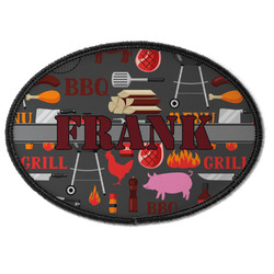 Barbeque Iron On Oval Patch w/ Name or Text
