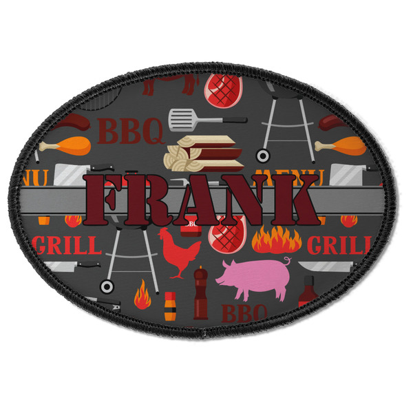 Custom Barbeque Iron On Oval Patch w/ Name or Text