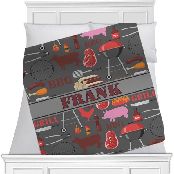 Custom Barbeque Minky Blanket - Twin / Full - 80"x60" - Single Sided (Personalized)
