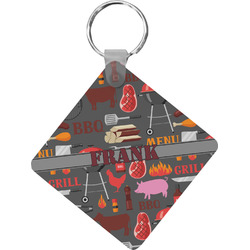 Barbeque Diamond Plastic Keychain w/ Name or Text