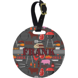 Barbeque Plastic Luggage Tag - Round (Personalized)
