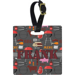 Barbeque Plastic Luggage Tag - Square w/ Name or Text