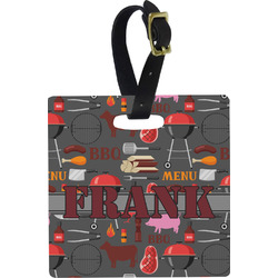 Barbeque Plastic Luggage Tag - Square w/ Name or Text