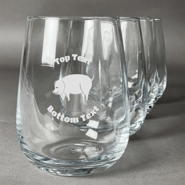 Custom Barbeque Stemless Wine Glasses (Set of 4) (Personalized)