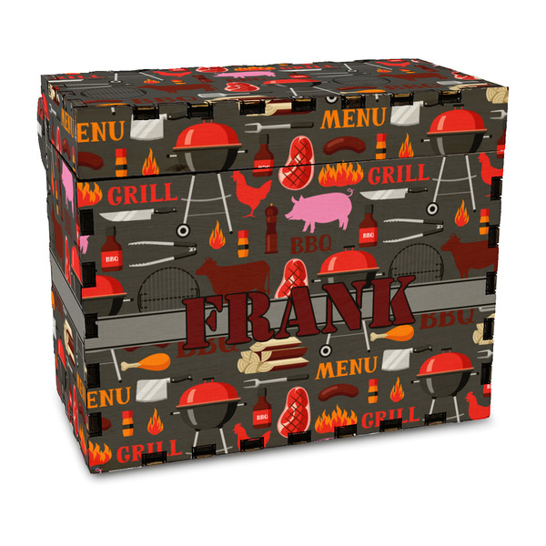 Custom Barbeque Wood Recipe Box - Full Color Print (Personalized)
