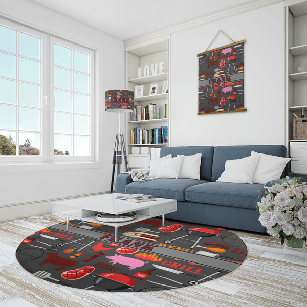 Barbeque Round Area Rug - IN CONTEXT