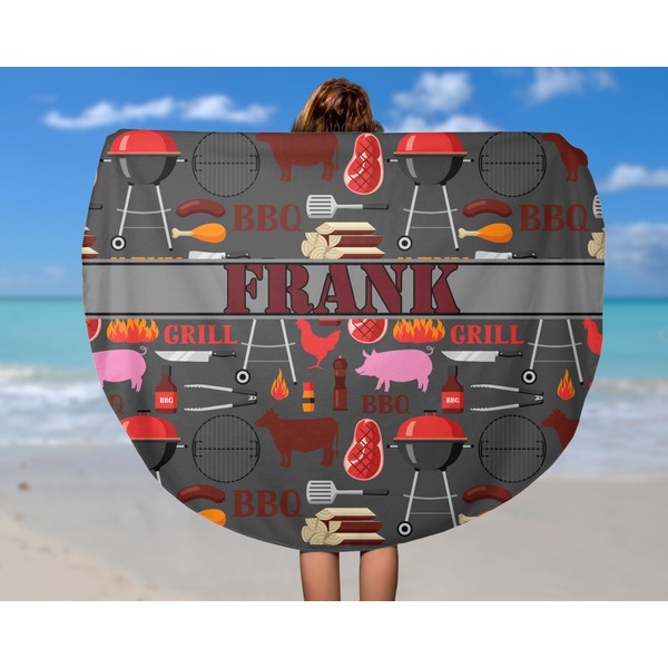 Barbeque Round Beach Towel - In Use