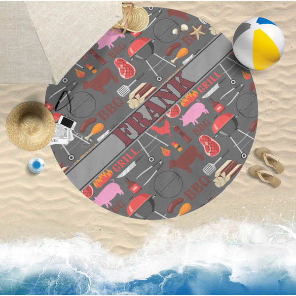 Barbeque Round Beach Towel Lifestyle