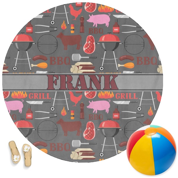 Custom Barbeque Round Beach Towel (Personalized)
