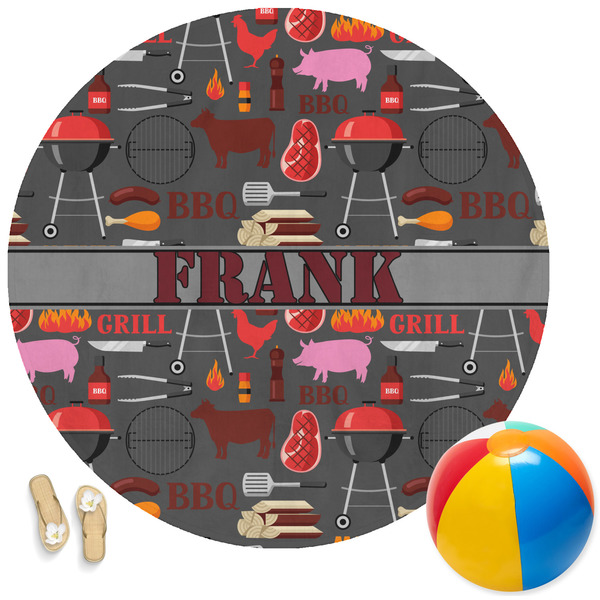 Custom Barbeque Round Beach Towel (Personalized)