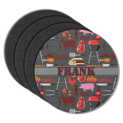 Barbeque Round Rubber Backed Coasters - Set of 4 (Personalized)
