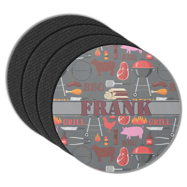Custom Barbeque Round Rubber Backed Coasters - Set of 4 (Personalized)