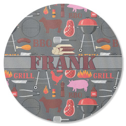 Barbeque Round Rubber Backed Coaster (Personalized)