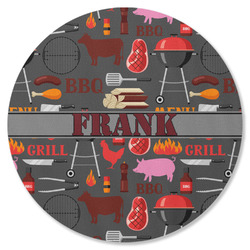 Barbeque Round Rubber Backed Coaster (Personalized)