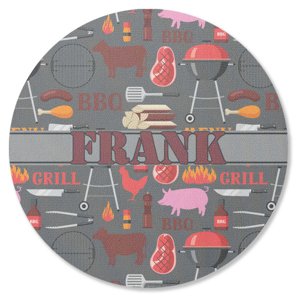 Custom Barbeque Round Rubber Backed Coaster (Personalized)