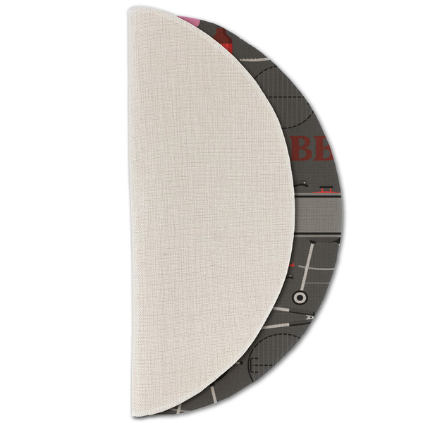 Barbeque Round Linen Placemats - HALF FOLDED (single sided)