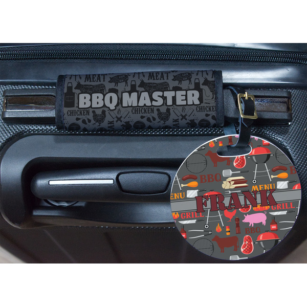 Barbeque Round Luggage Tag & Handle Wrap - In Context