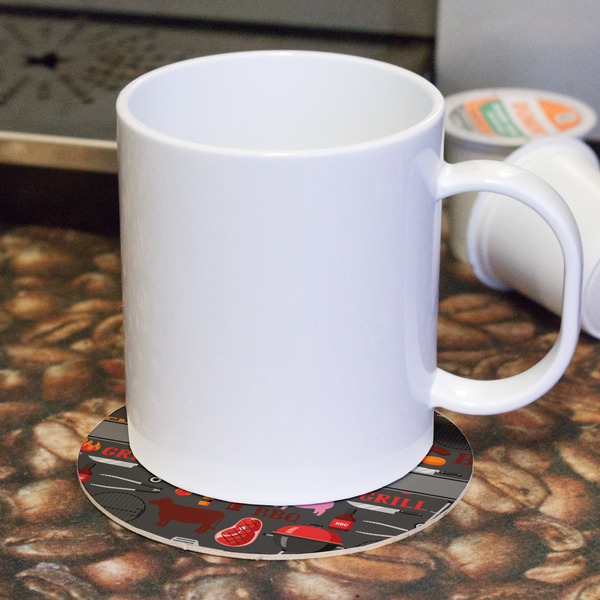 Barbeque Round Paper Coaster - With Mug