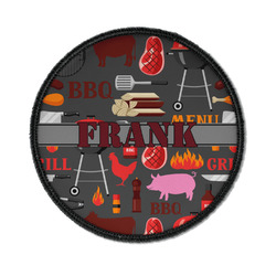 Barbeque Iron On Round Patch w/ Name or Text