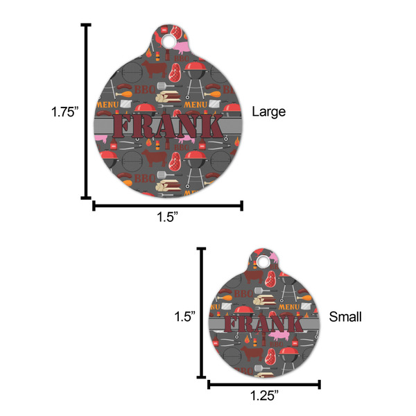Barbeque Round Pet ID Tag - Large - Comparison Scale