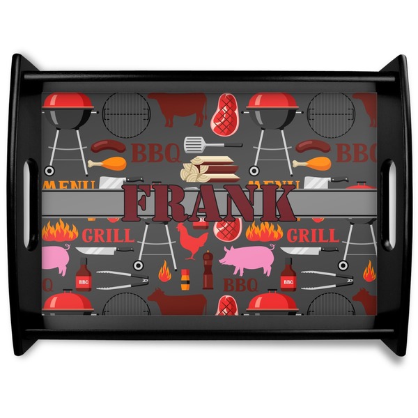 Custom Barbeque Black Wooden Tray - Large (Personalized)