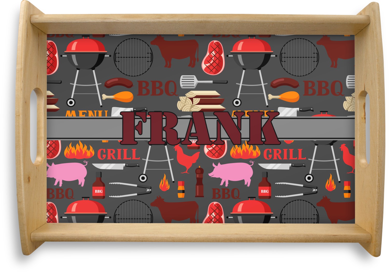 Barbeque Natural Wooden Tray (Personalized) YouCustomizeIt
