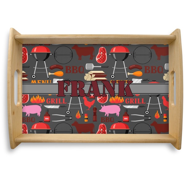 Custom Barbeque Natural Wooden Tray - Small (Personalized)