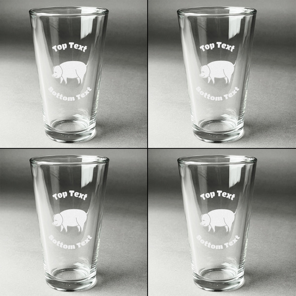 Barbeque Set of Four Engraved Beer Glasses - Individual View