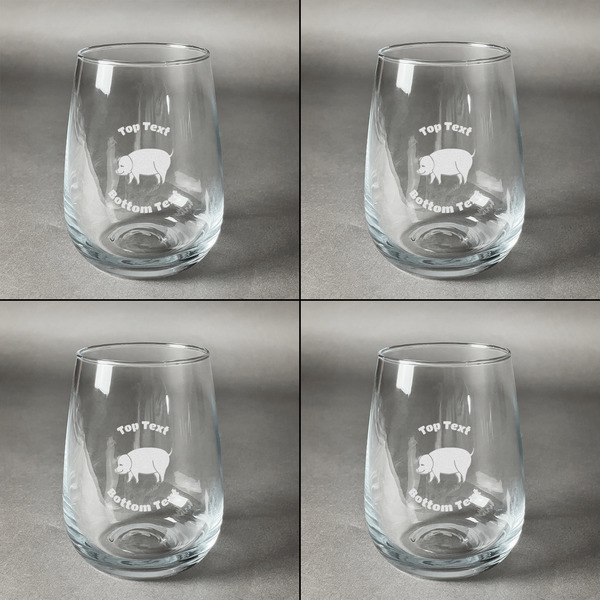 Barbeque Set of Four Personalized Stemless Wineglasses (Approval)