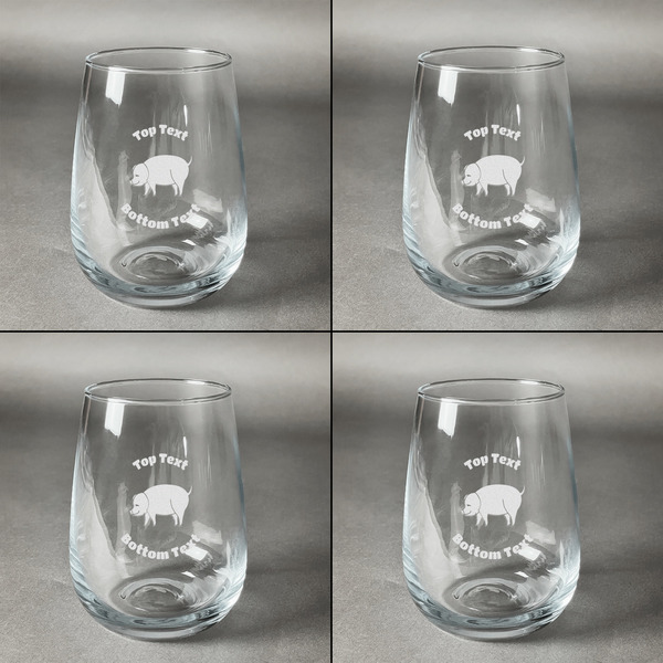 Barbeque Set of Four Personalized Stemless Wineglasses (Approval)
