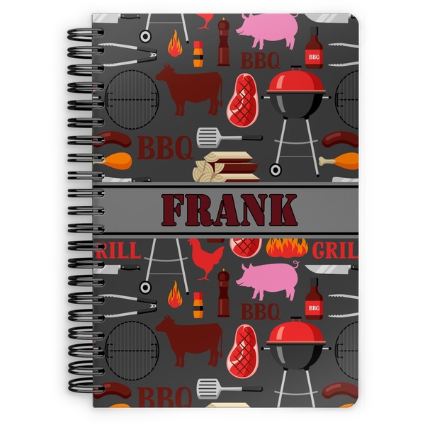 Custom Barbeque Spiral Notebook - 7x10 w/ Name or Text
