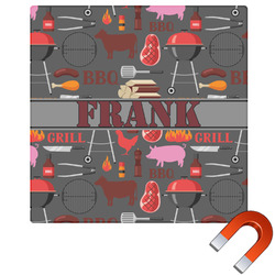 Barbeque Square Car Magnet - 6" (Personalized)