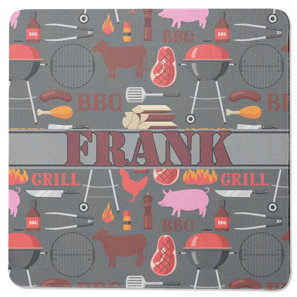 Custom Barbeque Square Rubber Backed Coaster (Personalized)