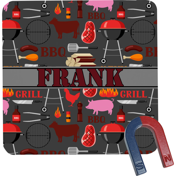 Custom Barbeque Square Fridge Magnet (Personalized)