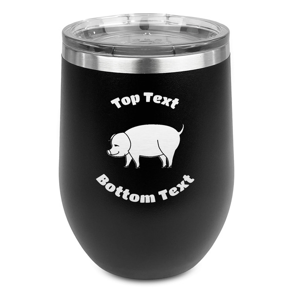 Custom Barbeque Stemless Stainless Steel Wine Tumbler - Black - Double Sided (Personalized)