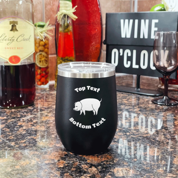 Barbeque Stainless Wine Tumblers - Black - Single Sided - In Context